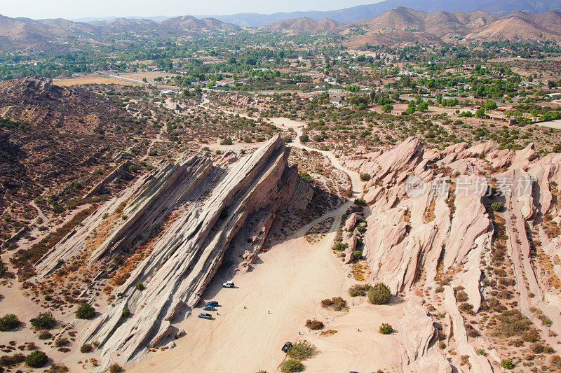 Vasquez Rocks, CA的鸟瞰图